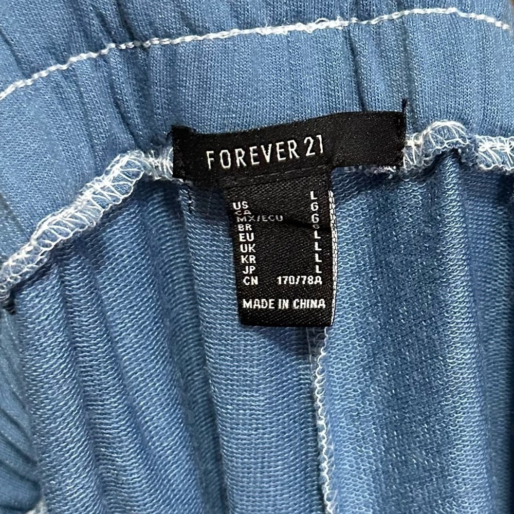 Forever 21 Sky Blue Wide Leg Cargo Pants L - Picture 5 of 5